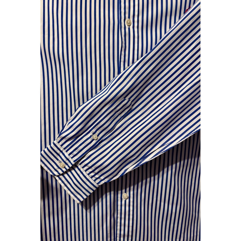 Ralph Lauren Button Down Mens XXL 52" x 32" Blue White Classic Fit Striped Pony - Picture 4 of 8